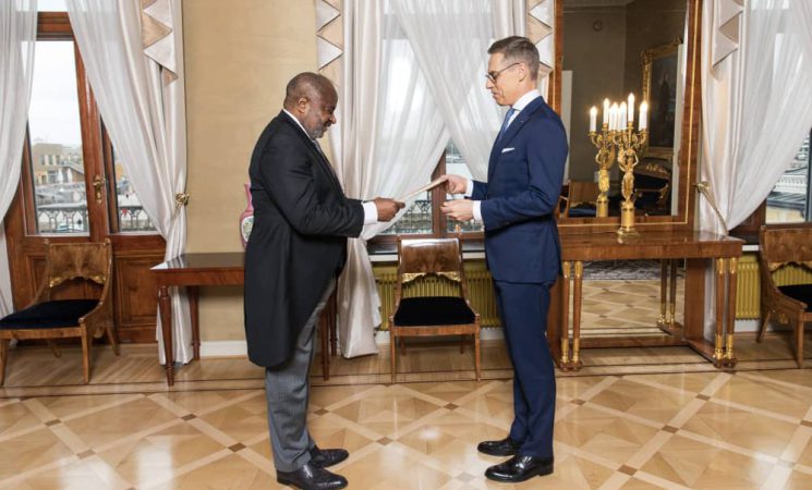 Presentation of the Letters of Credence to the President of the Republic of Finland  by His Excellency FOTABONG Albert NJOTEH